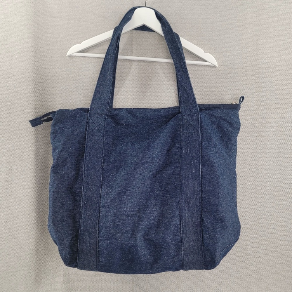 Monoprix Bag Denim Zip Top Tote Large Oversized Made In France Casual Beach